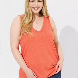 Torrid Vibrant Coral V-Neck Tank Top